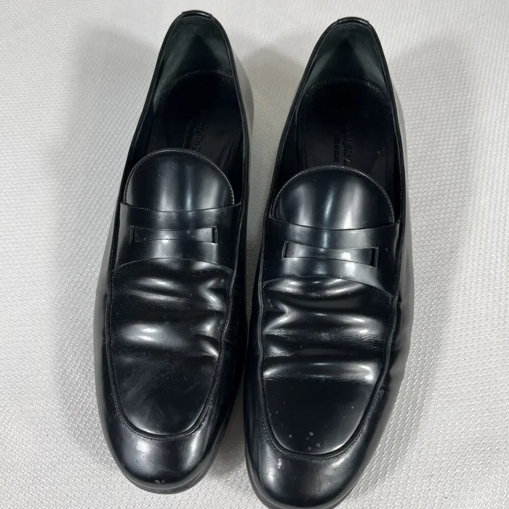 Ermenegildo Zegna‎ Black Patent Leather Loafers, Size 8.5